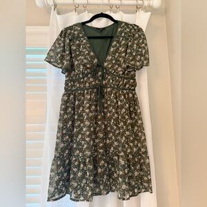 Blu Pepper Floral Green Dress